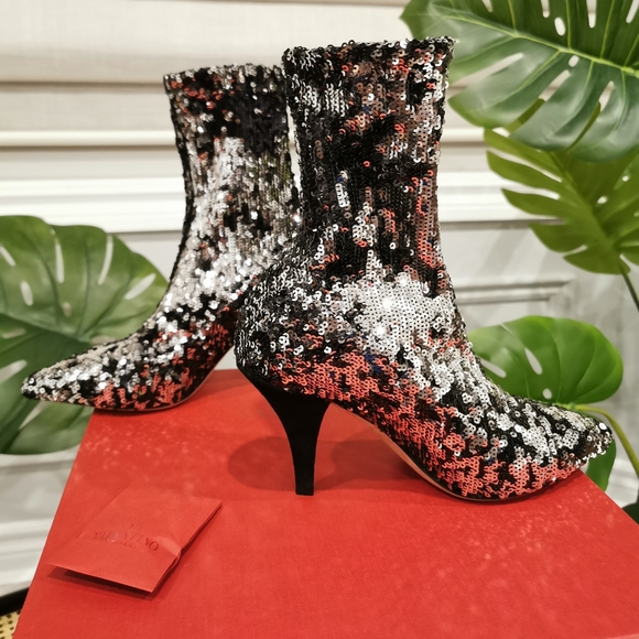 VALENTINO GARAVANI sequin ANKLE BOOTS Brand New shoe in box Size35 MADE IN ITALY - Picture 5 of 11
